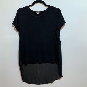 Kaitlyn Hi- Lo Black Top with Sheer